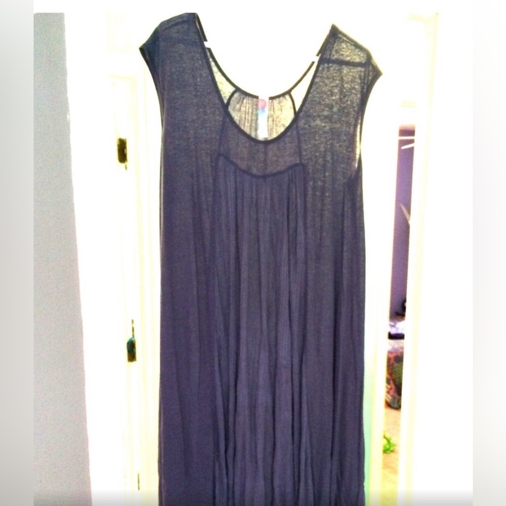 Free People Blue Maxi Dress in soft linen/cotton blend
